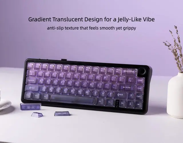 Alt view image 5 of 7 - Womier Gradient Purple Frosted keycaps,Translucent Keyboard keycaps,Jelly Key caps Set,Shine Through Key caps,Cherry Profile Keyboard caps for Mx Switches Mechanical Keyboard(115key)