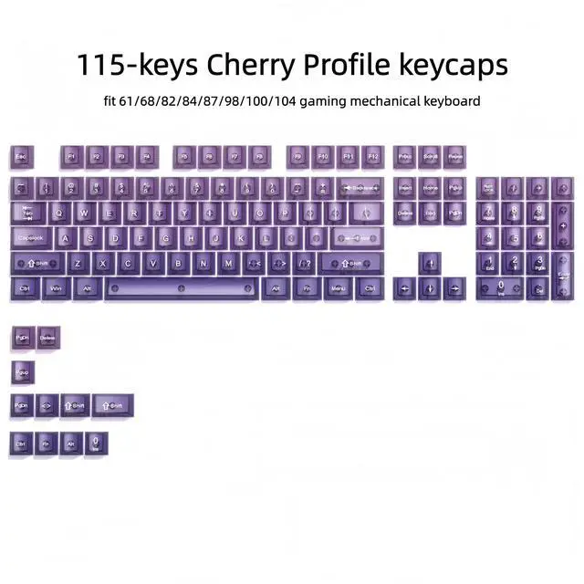 Alt view image 6 of 7 - Womier Gradient Purple Frosted keycaps,Translucent Keyboard keycaps,Jelly Key caps Set,Shine Through Key caps,Cherry Profile Keyboard caps for Mx Switches Mechanical Keyboard(115key)