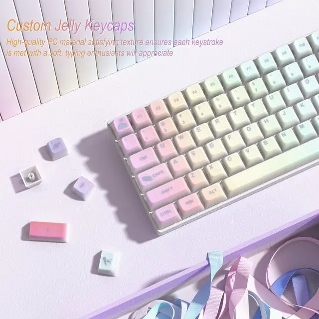 Alt view image 2 of 6 - Womier Keyboard Keycaps Jelly - Shine Through keycaps, Clear Key Cap | Transparent Custom 60 65 75 100 Percent for Cherry MX, Outemu, Gateron Mechanical Keyboards (MDA Profile-Starry Sky)