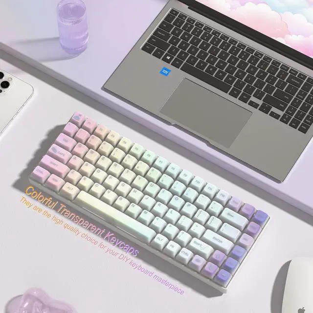 Alt view image 5 of 6 - Womier Keyboard Keycaps Jelly - Shine Through keycaps, Clear Key Cap | Transparent Custom 60 65 75 100 Percent for Cherry MX, Outemu, Gateron Mechanical Keyboards (MDA Profile-Starry Sky)