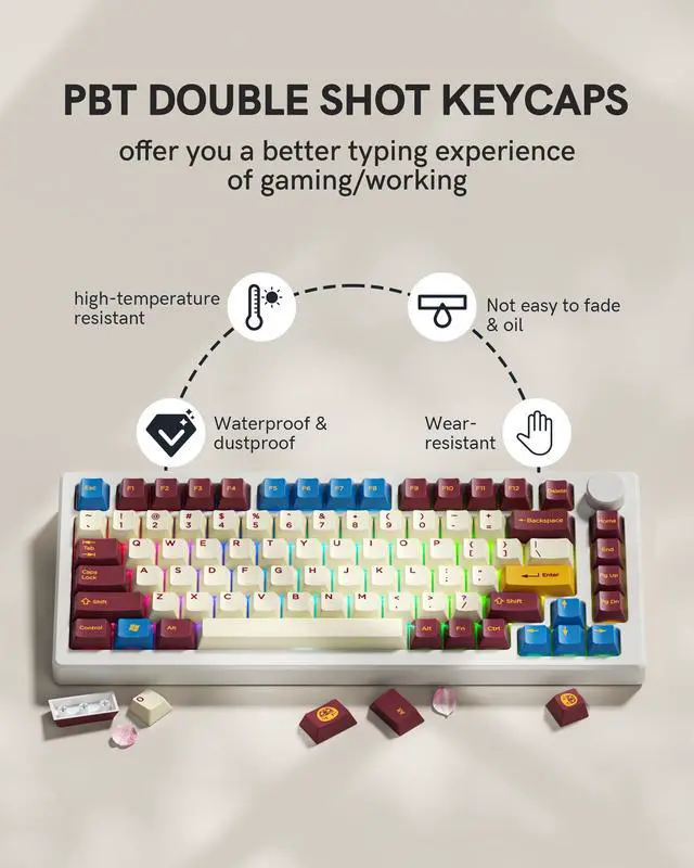 Alt view image 3 of 7 - Womier Cherry Profile PBT Keycaps 135 Keys Japanese Koi Shrine Theme, Dye-Sublimation Keycap Set for MX Switch Mechanical Keyboard, Fits 60% 65% 75% 80% 100% US Layout