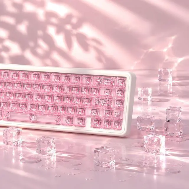 Alt view image 2 of 6 - Womier Clear keycaps,Transparent Keyboard keycaps,Jelly Key caps Set,Shine Through keycap,MDA Profile Keyboard caps for Mx Switches Mechanical Keyboard(Pink)