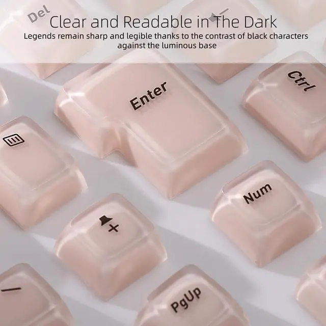 Alt view image 2 of 6 - Womier Thick Jelly Keycaps Frosted, Pink Foundation Shine Through Keycaps | Keycaps for Mechanical Keyboard Caps, CSA Profile 132-Keycap Set with US/UK Layout for 60%/65%/75%/Full Keybord(Only Keycaps