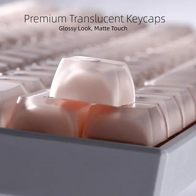 Alt view image 4 of 6 - Womier Thick Jelly Keycaps Frosted, Pink Foundation Shine Through Keycaps | Keycaps for Mechanical Keyboard Caps, CSA Profile 132-Keycap Set with US/UK Layout for 60%/65%/75%/Full Keybord(Only Keycaps