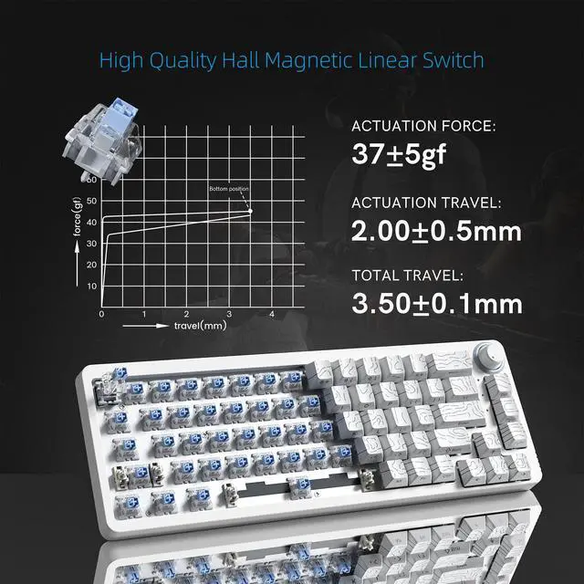 Alt view image 7 of 7 - Womier M68HE PRO 60% Percent Keyboard Rapid Trigger Gaming Keyboard RGB | Hall Effect Topographic Keyboard,Wired Custom 8000 Hz Mechanical Keyboard with Magnetic Switch,PBT Keycap for Mac/Win,White