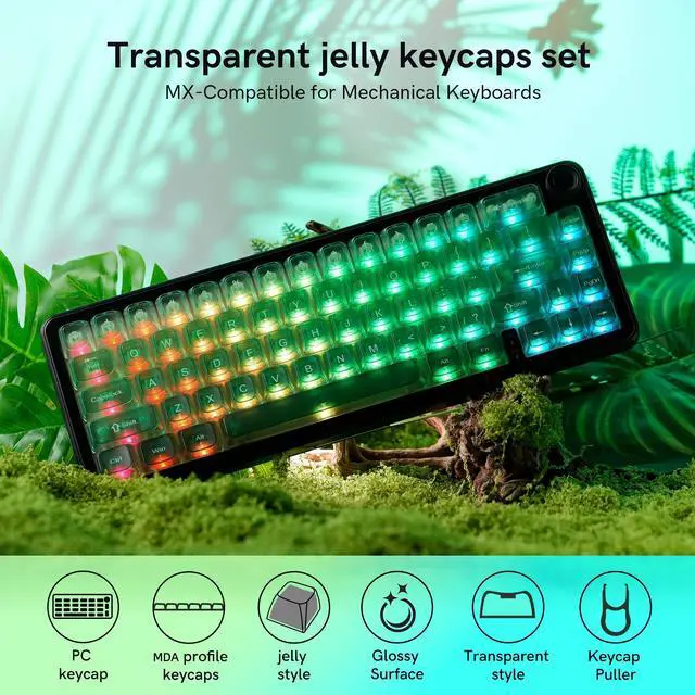 Alt view image 4 of 6 - Womier Gradient Green Frosted keycaps,Translucent Keyboard keycaps,Jelly Key caps Set,Shine Through Key caps,MDA Profile Keyboard caps for Mx Switches Mechanical Keyboard(115key)
