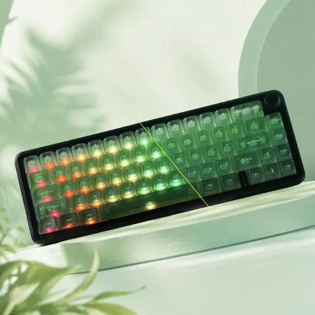 Alt view image 3 of 6 - Womier Gradient Green Frosted keycaps,Translucent Keyboard keycaps,Jelly Key caps Set,Shine Through Key caps,MDA Profile Keyboard caps for Mx Switches Mechanical Keyboard(115key)