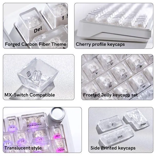 Alt view image 2 of 7 - Womier White Clear keycaps, Translucent keycaps, Shine Throug Key caps