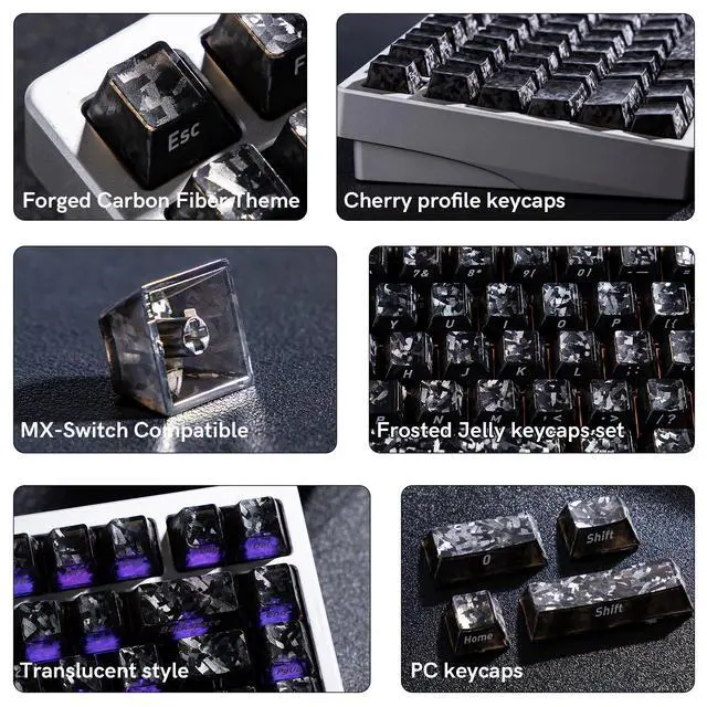 Alt view image 2 of 7 - Womier Black Clear keycaps,Translucent keycaps,Shine Throug Key caps