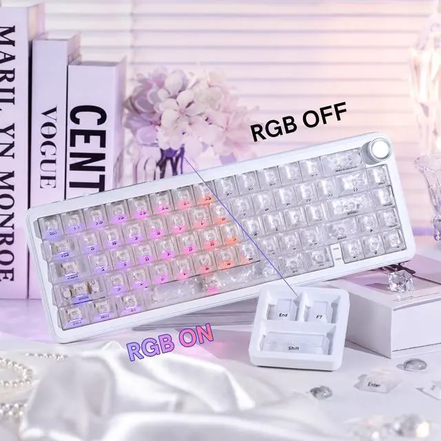 Alt view image 3 of 7 - Womier White Clear keycaps, Translucent keycaps, Shine Throug Key caps