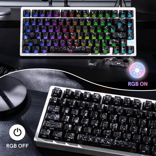 Alt view image 3 of 7 - Womier Black Clear keycaps,Translucent keycaps,Shine Throug Key caps