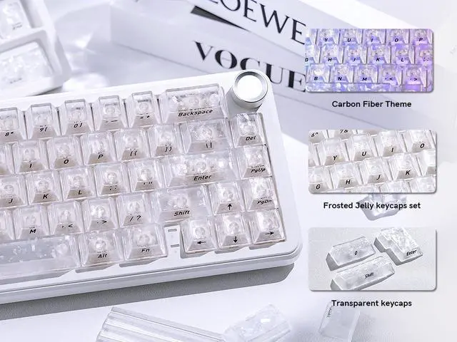 Alt view image 6 of 7 - Womier White Clear keycaps, Translucent keycaps, Shine Throug Key caps