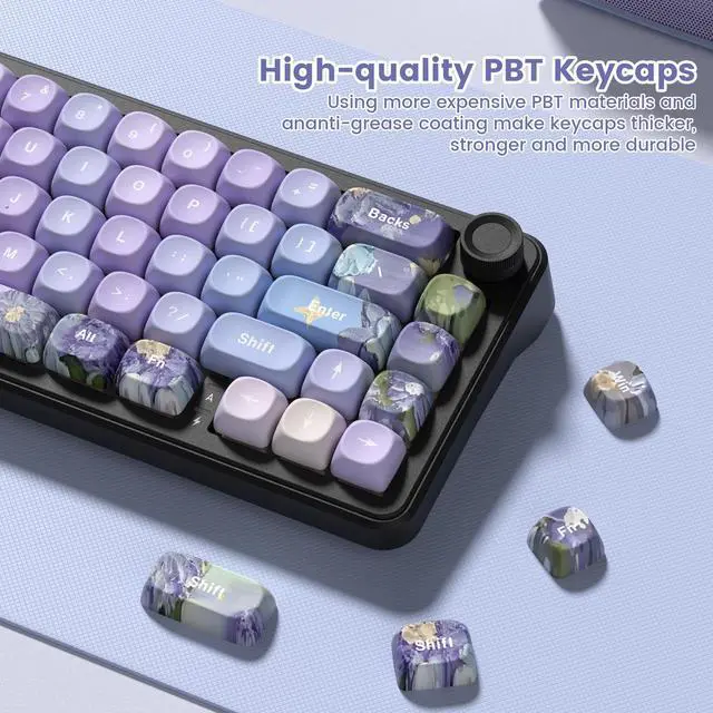 Alt view image 3 of 6 - Womier PBT Keyboard keycaps Set, Purple moa keycaps, Violet Theme