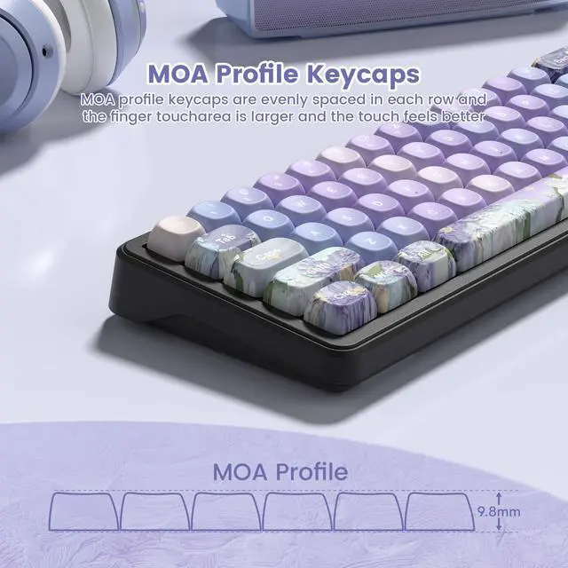 Alt view image 4 of 6 - Womier PBT Keyboard keycaps Set, Purple moa keycaps, Violet Theme