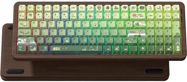 Main image of Womier Wood Creamy Keyboard with Number Pad, Wireless Frog Keyboard-WD99