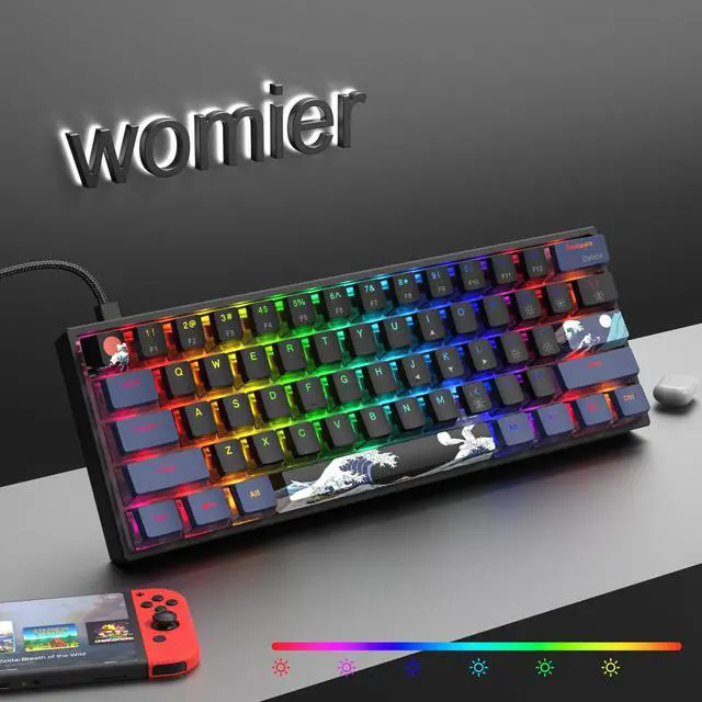 Alt view image 5 of 6 - Womier 60% Percent Keyboard Gaming, Creamy Mechanical Wired Keyboard Anime
