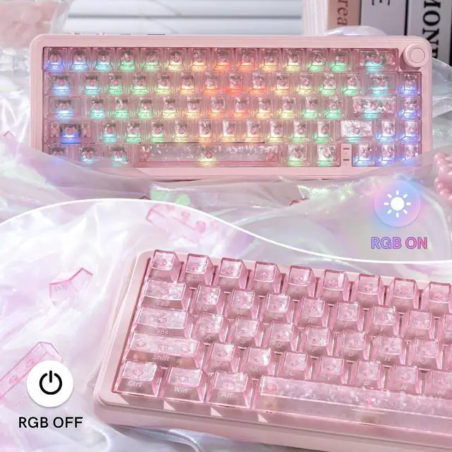 Alt view image 2 of 6 - Womier dagaladoo Pink Clear keycaps,Translucent keycaps,Shine Throug Key caps