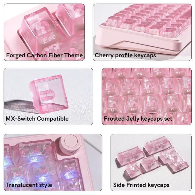 Alt view image 5 of 6 - Womier dagaladoo Pink Clear keycaps,Translucent keycaps,Shine Throug Key caps