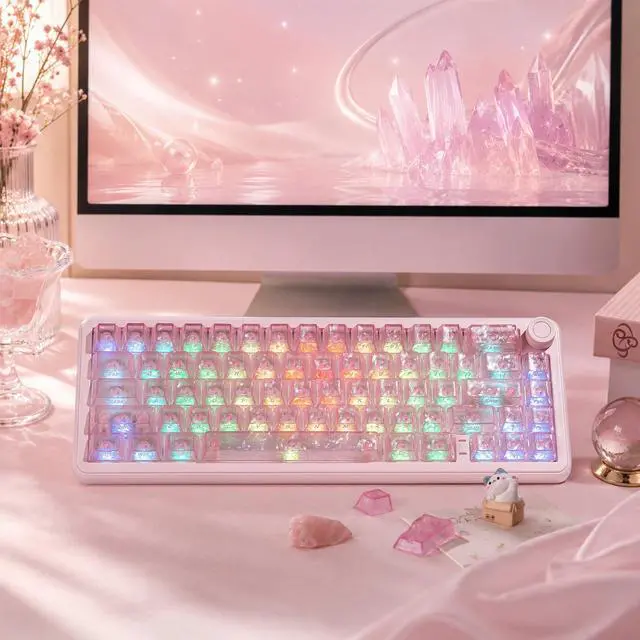Alt view image 6 of 6 - Womier dagaladoo Pink Clear keycaps,Translucent keycaps,Shine Throug Key caps