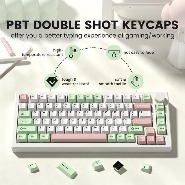 Alt view image 3 of 7 - Womier dagaladoo Double Shot PBT keycaps Set, Cherry Profile Keyboard Keycaps