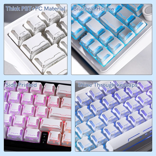 Alt view image 2 of 7 - dagaladoo Shine Through keycaps Set,Double Shot PBT keycaps Mecha Armor