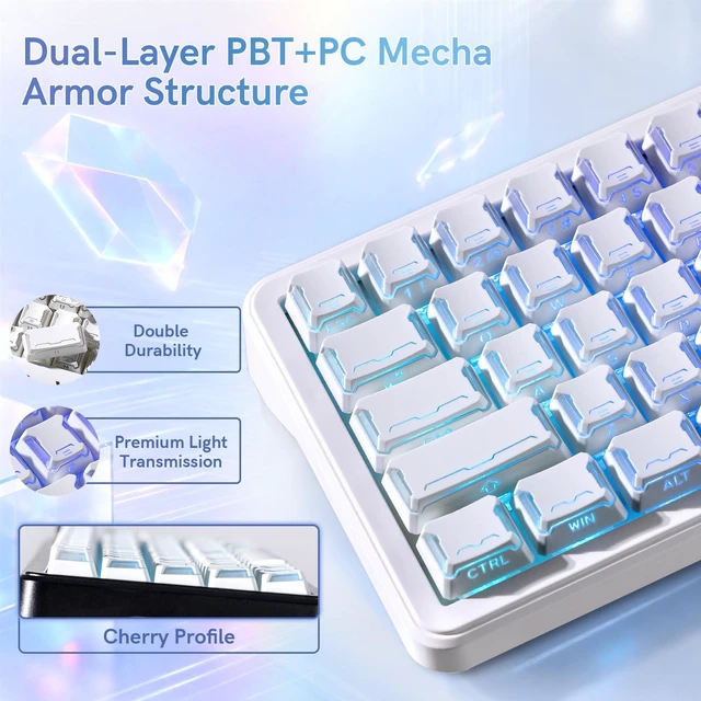 Alt view image 3 of 7 - dagaladoo Shine Through keycaps Set,Double Shot PBT keycaps Mecha Armor