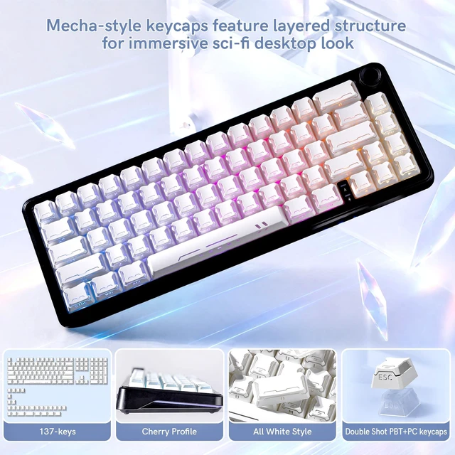Alt view image 5 of 7 - dagaladoo Shine Through keycaps Set,Double Shot PBT keycaps Mecha Armor