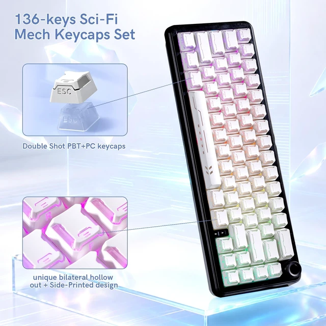 Alt view image 6 of 7 - dagaladoo Shine Through keycaps Set,Double Shot PBT keycaps Mecha Armor