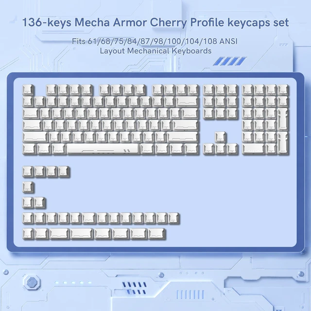 Alt view image 7 of 7 - dagaladoo Shine Through keycaps Set,Double Shot PBT keycaps Mecha Armor