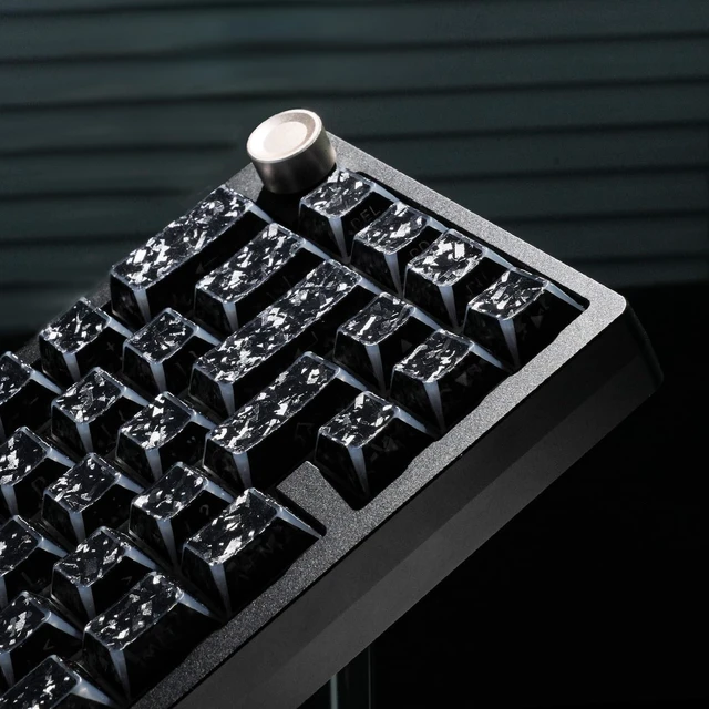 Main image of Womier Double Shot PBT Keycaps, Shine Through Black Forged Carbon Pattern