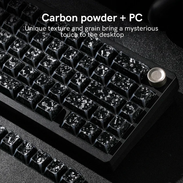 Alt view image 3 of 6 - Womier Double Shot PBT Keycaps, Shine Through Black Forged Carbon Pattern