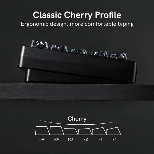 Alt view image 4 of 6 - Womier Double Shot PBT Keycaps, Shine Through Black Forged Carbon Pattern