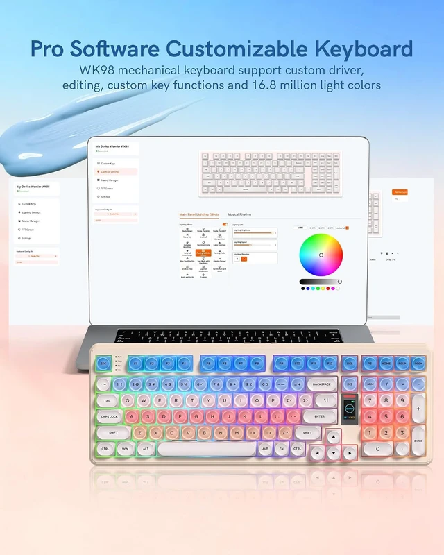 Alt view image 5 of 7 - Keymatic WK98 Foundation Mechanical Keyboard, Pink Creamy Gaming Keyboard