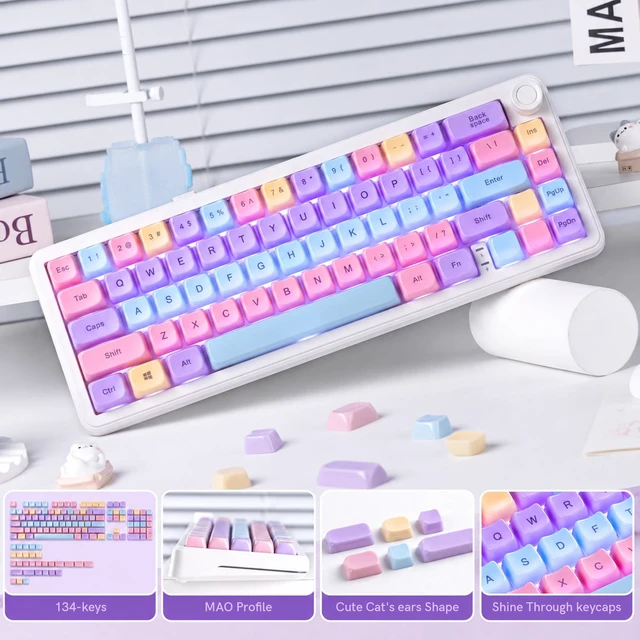 Alt view image 3 of 7 - dagaladoo Keyboard keycaps,Colorful Mao keycaps,Meow Pudding