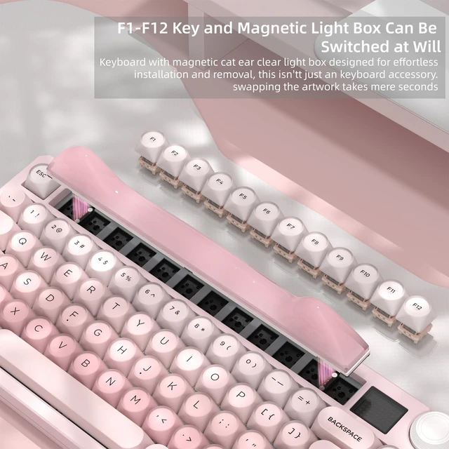 Alt view image 4 of 6 - Womier 75% Wireless Mechanical Keyboard with Screen, Cat Pink Keyboard-K80