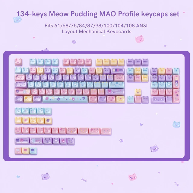 Alt view image 4 of 7 - dagaladoo Keyboard keycaps,Colorful Mao keycaps,Meow Pudding