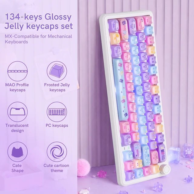 Alt view image 6 of 7 - dagaladoo Keyboard keycaps,Colorful Mao keycaps,Meow Pudding