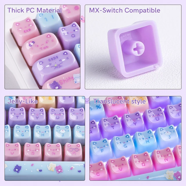 Alt view image 3 of 7 - dagaladoo Keyboard keycaps,Colorful Mao keycaps,Meow Pudding