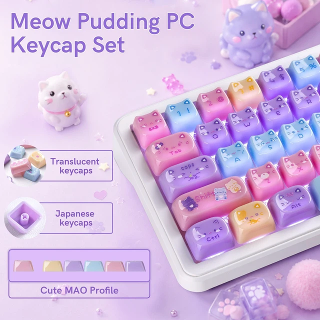 Alt view image 2 of 7 - dagaladoo Keyboard keycaps,Colorful Mao keycaps,Meow Pudding