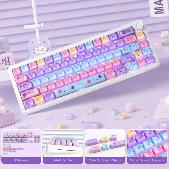 Alt view image 7 of 7 - dagaladoo Keyboard keycaps,Colorful Mao keycaps,Meow Pudding