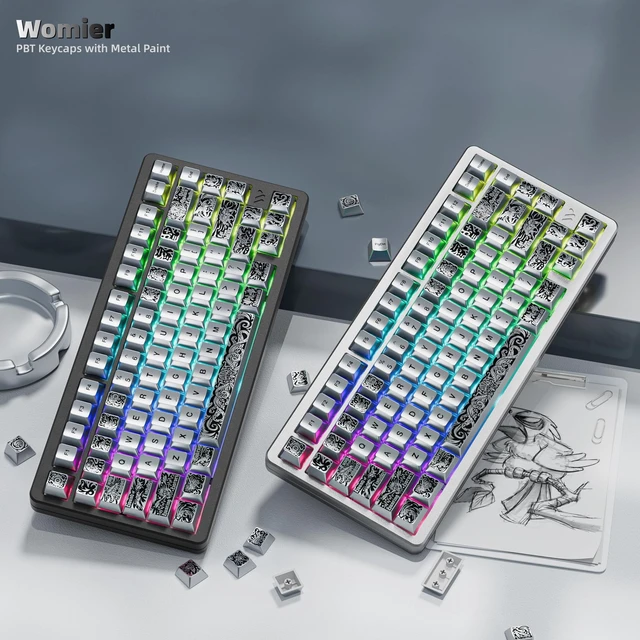 Alt view image 2 of 6 - Womier PBT Keycaps with Metal Paint, Cherry Profile Keycaps, Custom Keycaps