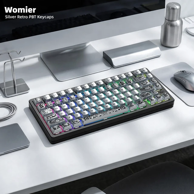 Alt view image 5 of 6 - Womier PBT Keycaps with Metal Paint, Cherry Profile Keycaps, Custom Keycaps