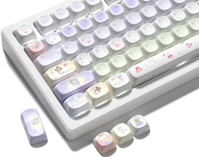 Main image of Womier Cute PBT Keycaps Set,Kawai Keycaps MOA Profile,Colored Creamy Keycap