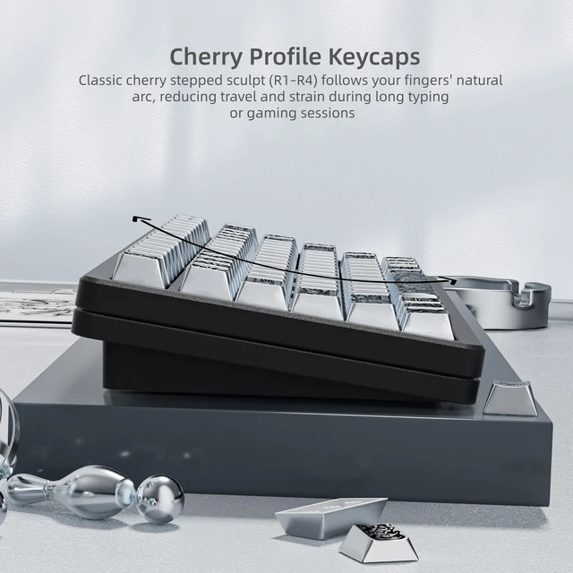 Alt view image 6 of 6 - Womier PBT Keycaps with Metal Paint, Cherry Profile Keycaps, Custom Keycaps