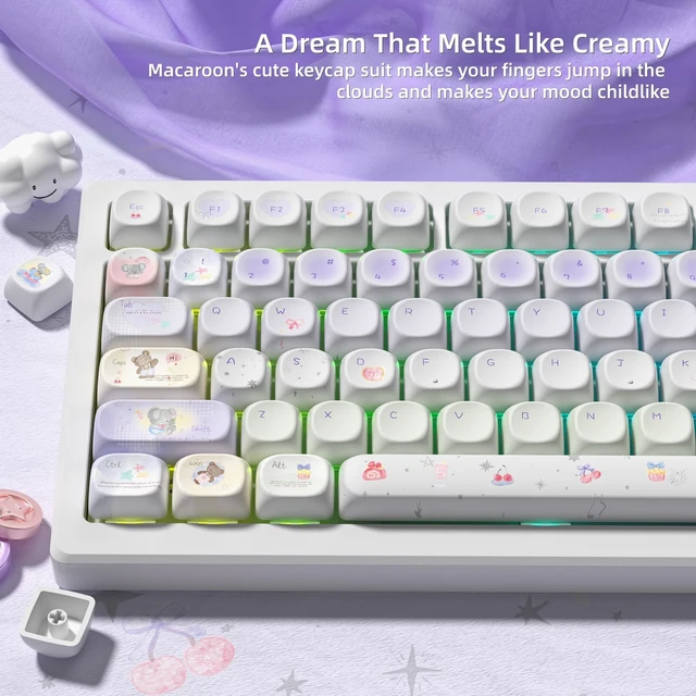 Alt view image 2 of 6 - Womier Cute PBT Keycaps Set,Kawai Keycaps MOA Profile,Colored Creamy Keycap