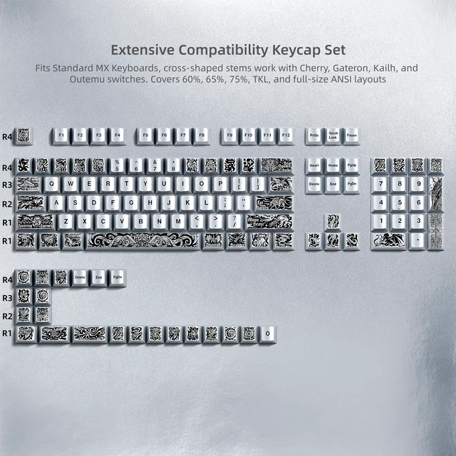 Alt view image 3 of 6 - Womier PBT Keycaps with Metal Paint, Cherry Profile Keycaps, Custom Keycaps