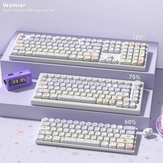 Alt view image 3 of 6 - Womier Cute PBT Keycaps Set,Kawai Keycaps MOA Profile,Colored Creamy Keycap