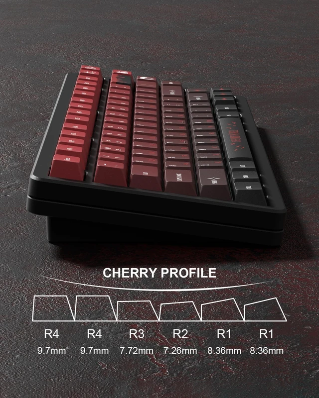 Alt view image 4 of 7 - Womier PBT Keycaps with 134 Keys, Cool Custom Keyboard Caps 60 75 65 100 Percent, Cherry Profile Dye Sublimation PBT Keycap Set for Full Size Mechanical Gaming Keyboard, Black Red Blood Theme
