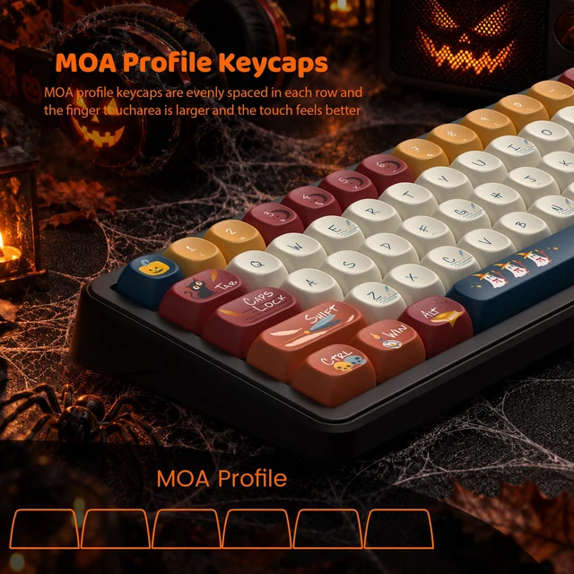 Alt view image 2 of 7 - Womier PBT Keyboard Keycaps, Colorful MOA keycaps,Halloween Theme
