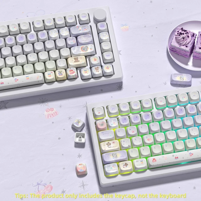 Alt view image 5 of 6 - Womier Cute PBT Keycaps Set,Kawai Keycaps MOA Profile,Colored Creamy Keycap